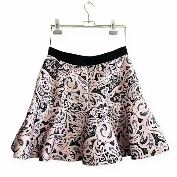 Mary Katrantzou Paige printed satin‎ twill mini skirt, Pink Size US12, Nwt